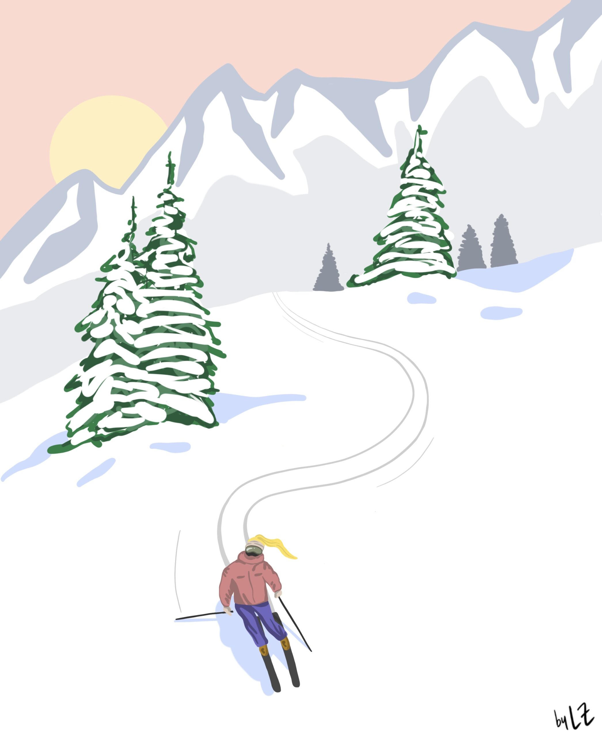 Swerving Skier - 2021 (Procreate)